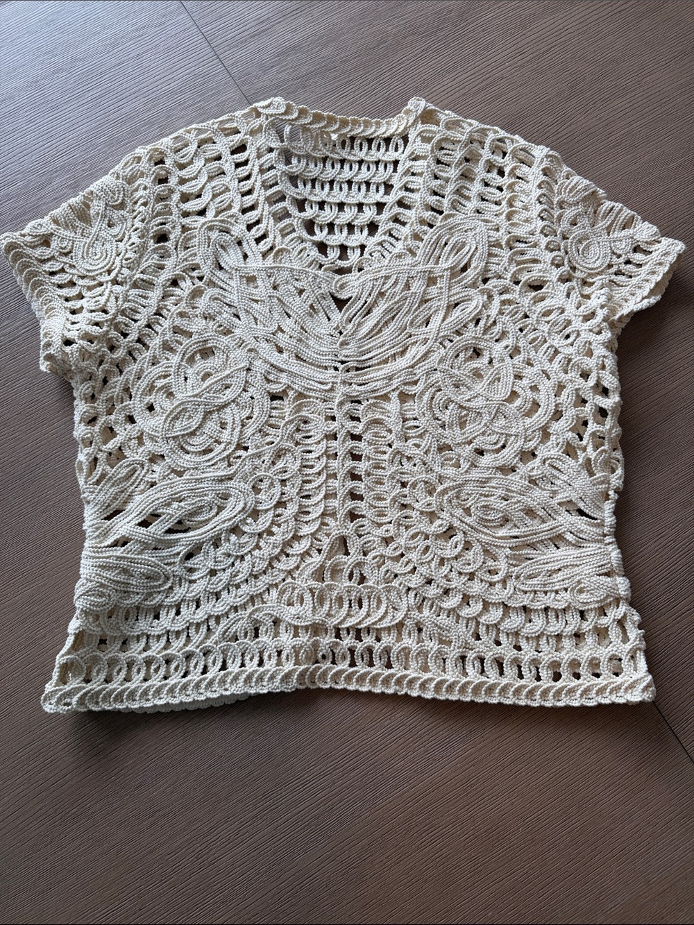 Coldwater Creek Open-Weave Crochet Cardigan - Cream - Picture 5 of 12